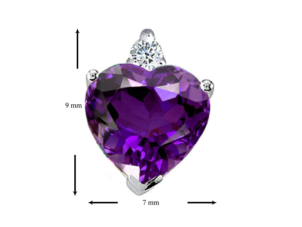 Tommaso Design™ Heart Shape Amethyst and Genuine Diamonds Earrings Studs