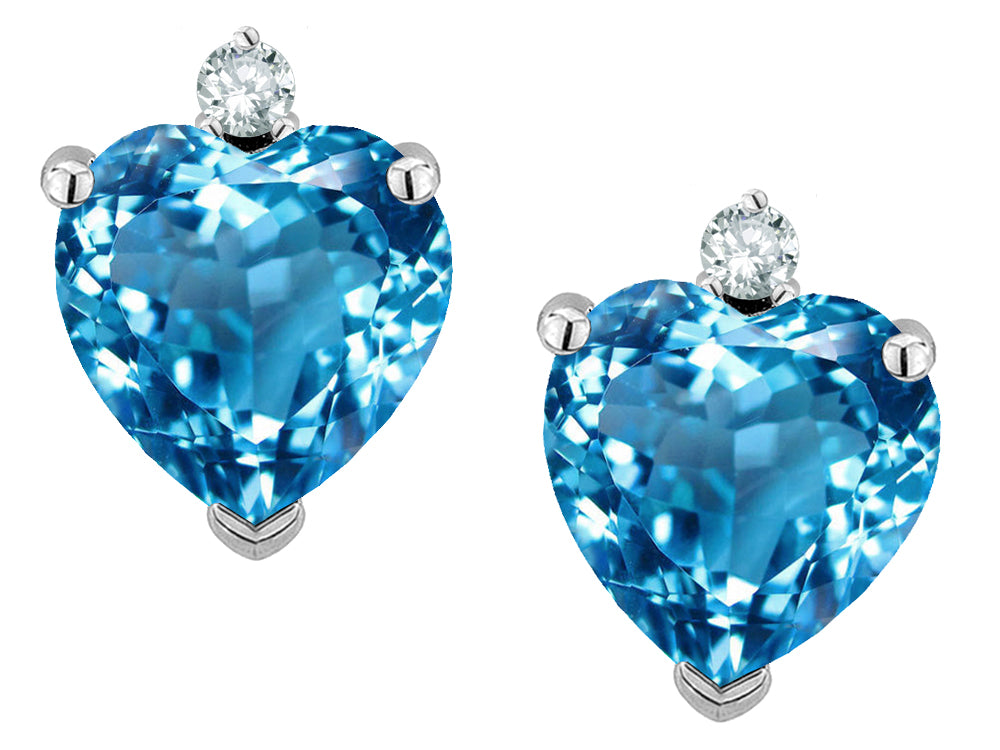 Star K™ Heart Shape 7mm Genuine Blue Topaz Earrings Studs