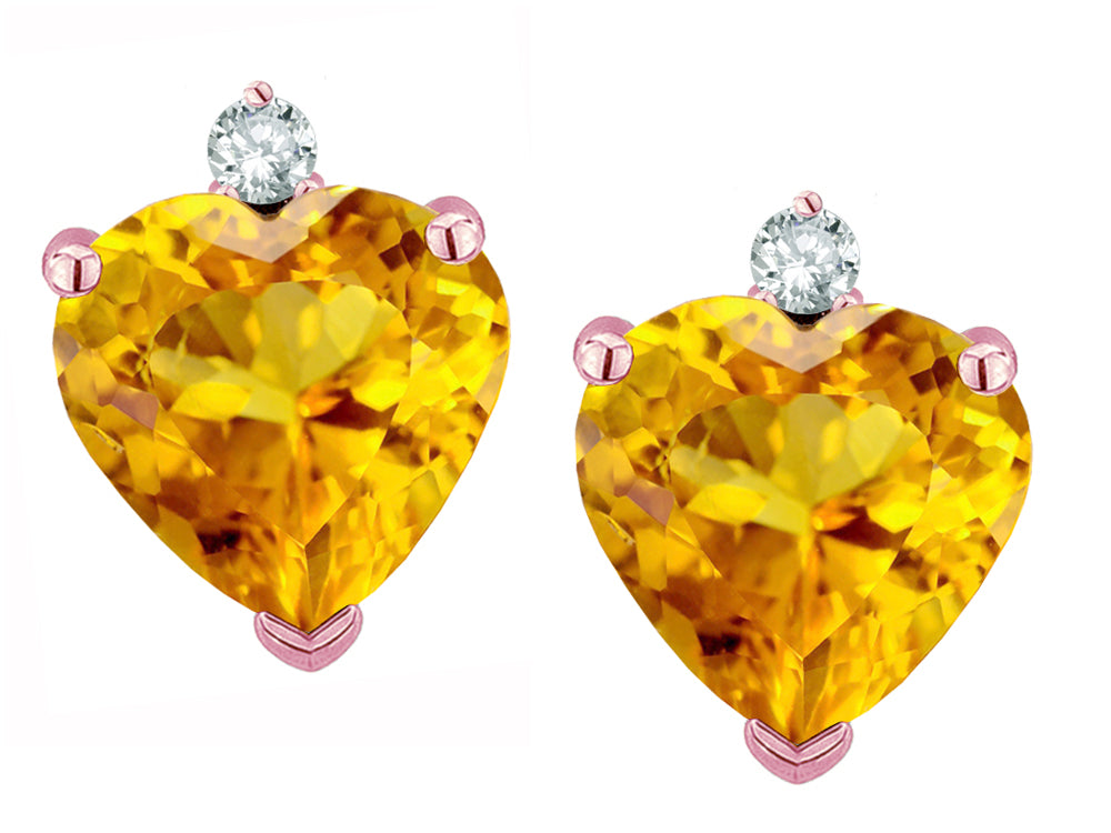 Star K™ Heart Shape 7mm Genuine Citrine Earrings Studs