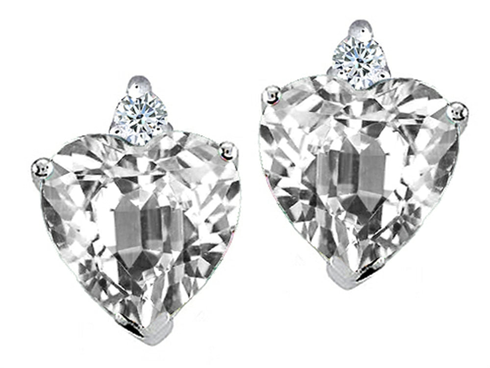 Tommaso Design™ Heart Shape Genuine White Topaz Earrings Studs