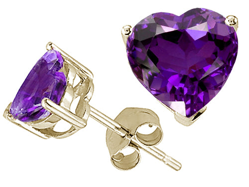 Star K Heart Shape 6mm Genuine Amethyst Earrings Studs