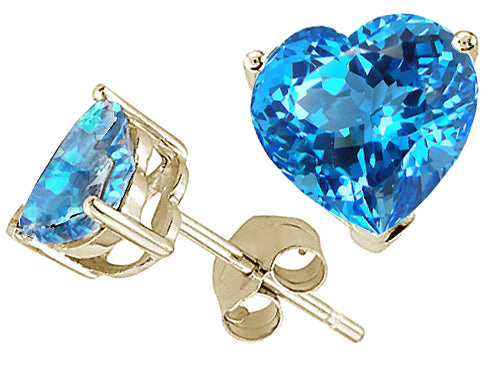 Tommaso Design™ Heart Shape Genuine Blue Topaz and Earrings Studs