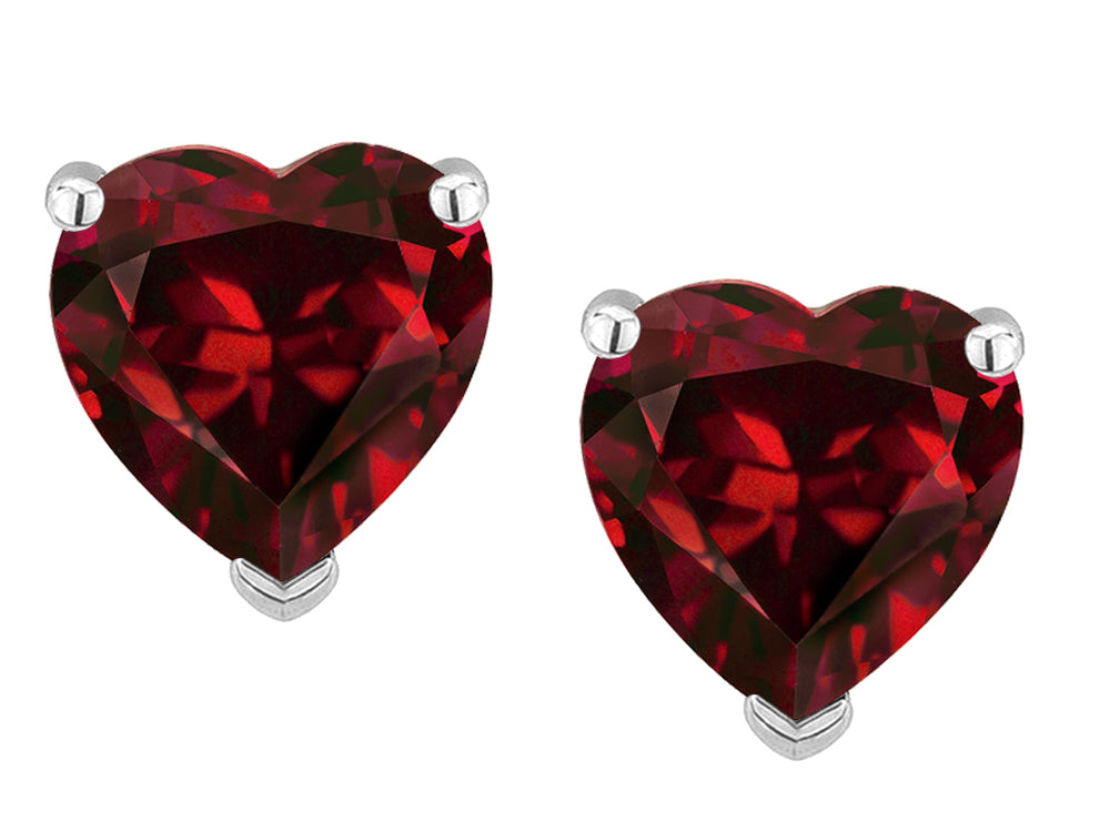 Star K™ Heart Shape 6mm Genuine Garnet Earrings Studs