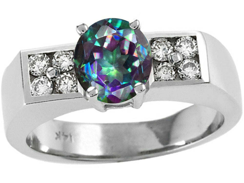 Tommaso Design Round Mystic Rainbow Topaz Ring