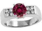 Tommaso Design Round Genuine Rhodolite Ring