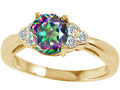 Tommaso Design Round Rainbow Mystic Topaz Engagement Ring