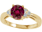 Tommaso Design Round 6mm Genuine Rhodolite Engagement Ring
