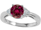 Tommaso Design Round 6mm Genuine Rhodolite Engagement Ring