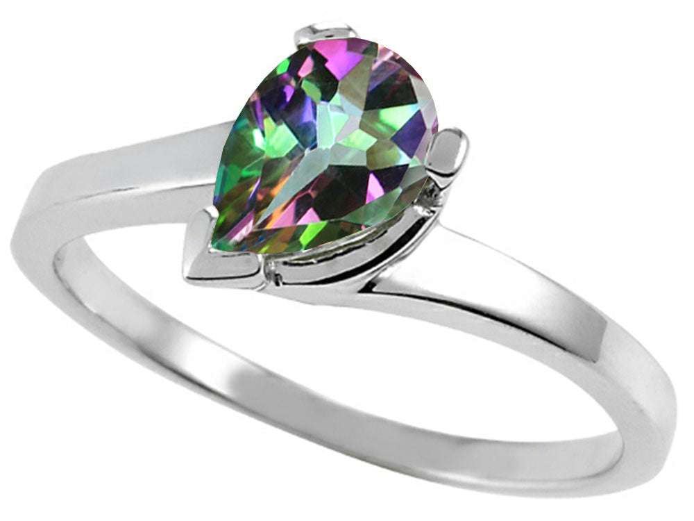 Tommaso Design Pear Shape 7x5mm Mystic Rainbow Topaz Ring