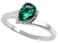 Tommaso Design Pear Shape 7x5mm Simulated Emerald Ring