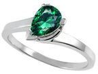 Tommaso Design Pear Shape 7x5mm Simulated Emerald Ring