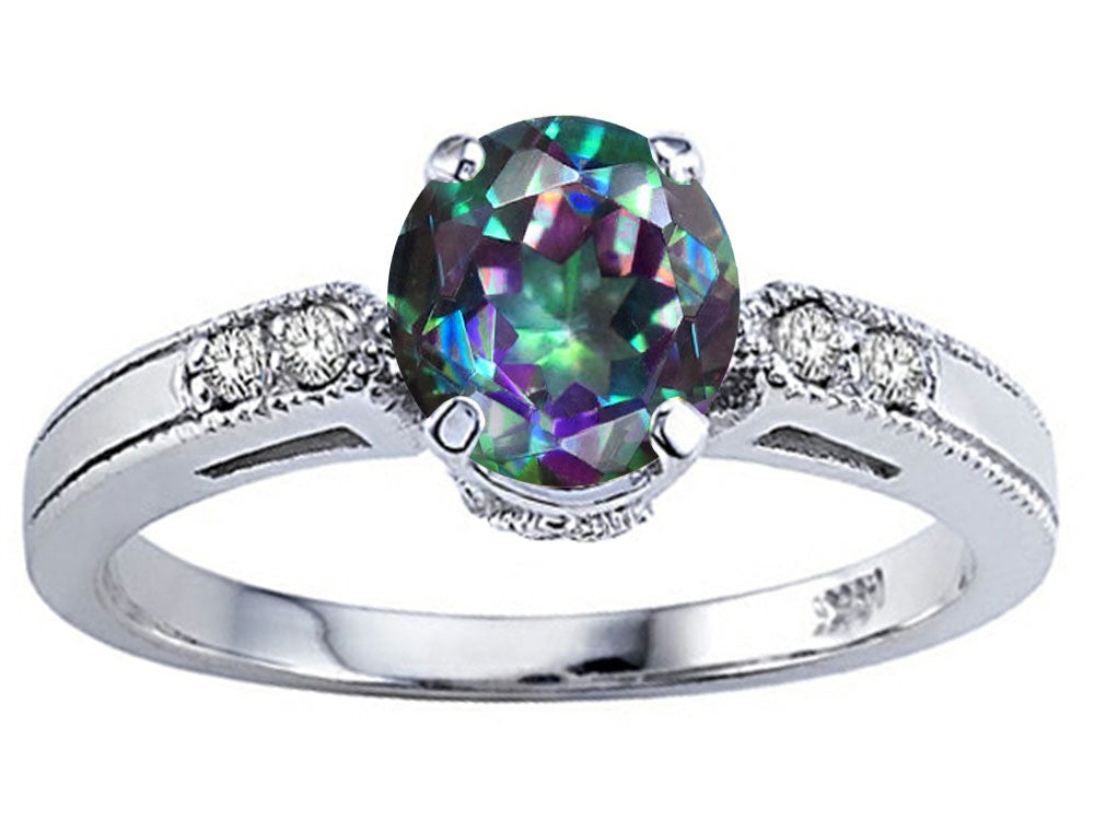 Tommaso Design Round 7mm Mystic Rainbow Topaz Engagement Ring