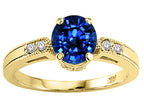 Tommaso Design Round 7mm Created Blue Sapphire Engagement Ring