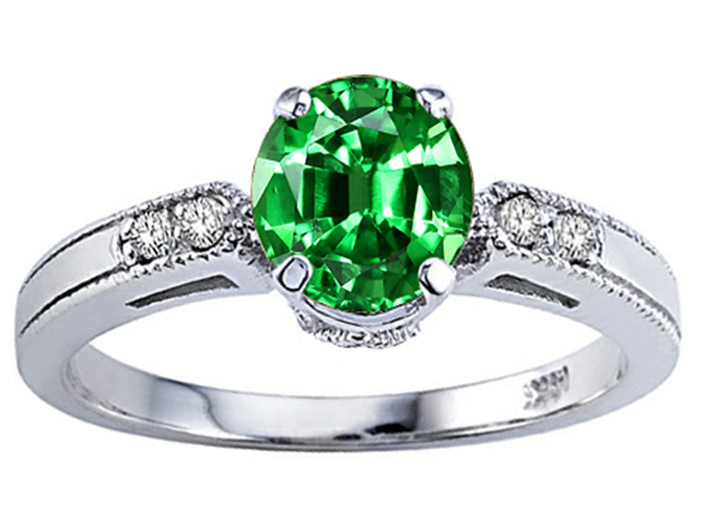 Tommaso Design Round 7mm Simulated Emerald And Engagement Ring