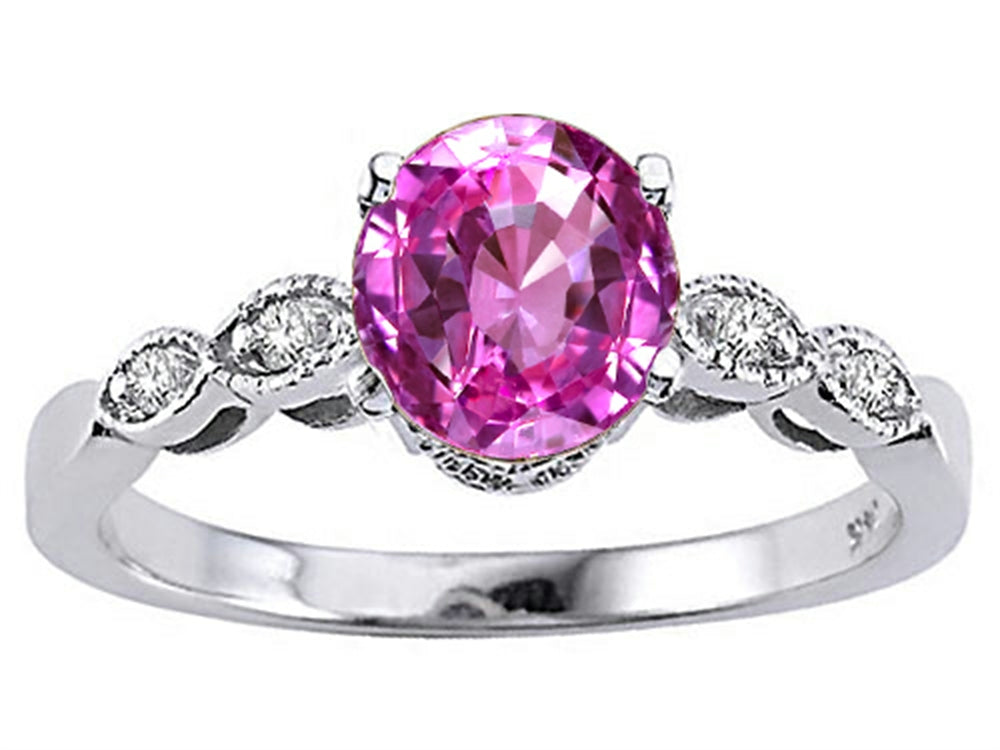 Tommaso Design Round 7mm Created Pink Sapphire Engagement Ring