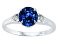 Star K 7mm Round Created Blue Sapphire Engagement Ring