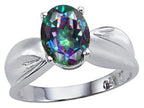 Tommaso Design Oval 9x7mm Mystic Rainbow Topaz Ring