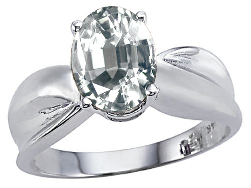 Tommaso Design Oval 9x7mm Genuine White Topaz Ring