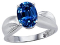 Tommaso Design Oval 9x7mm Created Blue Sapphire Solitaire Ring