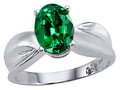 Tommaso Design Oval 9x7mm Simulated Emerald Solitaire Ring