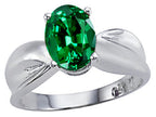 Tommaso Design Oval 9x7mm Simulated Emerald Solitaire Ring