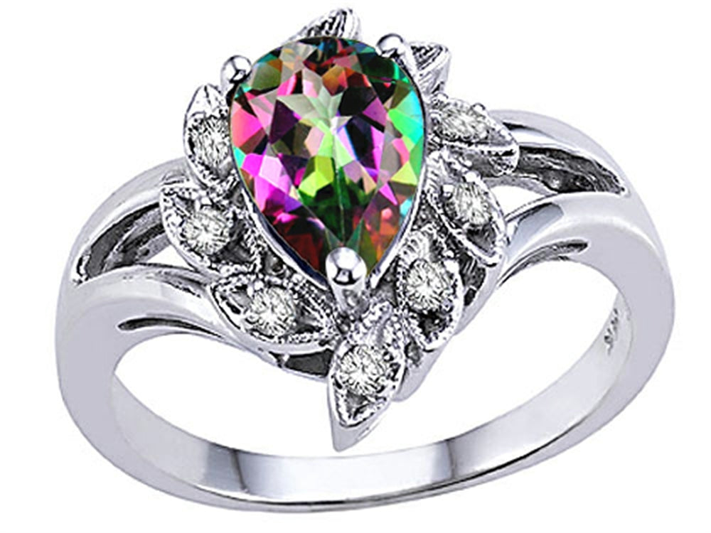 Tommaso Design Pear Shape 8x6 mm Mystic Rainbow Topaz Ring