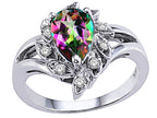 Tommaso Design Pear Shape 8x6 mm Mystic Rainbow Topaz Ring