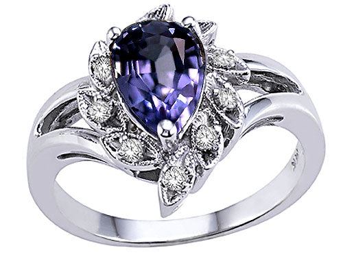 Tommaso Design™ Pear Shape 8x6 mm Genuine Iolite Ring