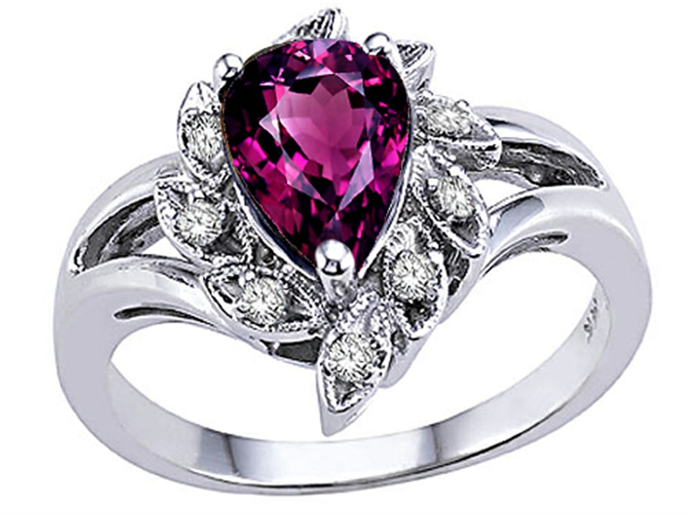 Tommaso Design Pear Shape 8x6 mm Genuine Rhodolite Ring