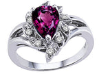 Tommaso Design Pear Shape 8x6 mm Genuine Rhodolite Ring