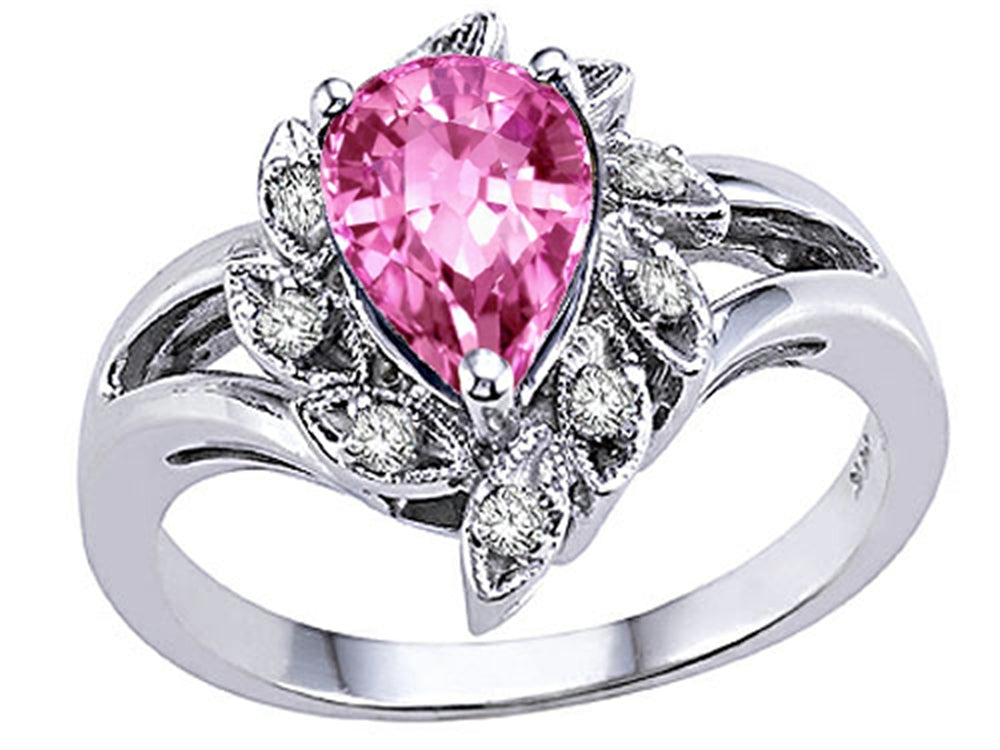 Tommaso Design Pear Shape 8x6 mm Created Pink Sapphire Ring