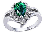 Tommaso Design Pear Shape 8x6 mm Simulated Emerald Ring