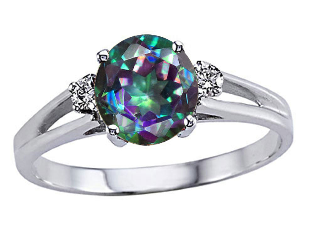Tommaso Design Round 7mm Mystic Rainbow Topaz Ring