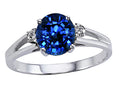 Tommaso Design Round 7mm Created Blue Sapphire Ring