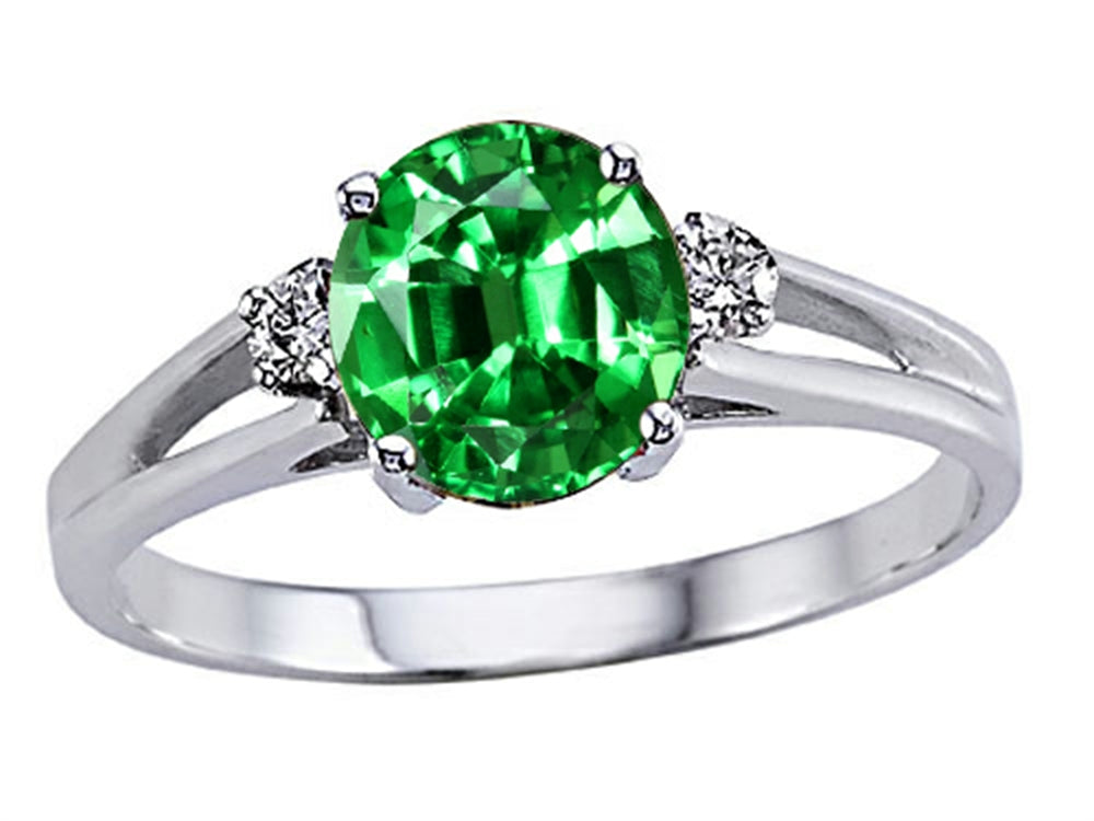 Tommaso Design Round 7mm Simulated Emerald And Ring