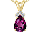 Tommaso Design™ Pear Shape 8x6mm Genuine Rhodolite Pendant Necklace