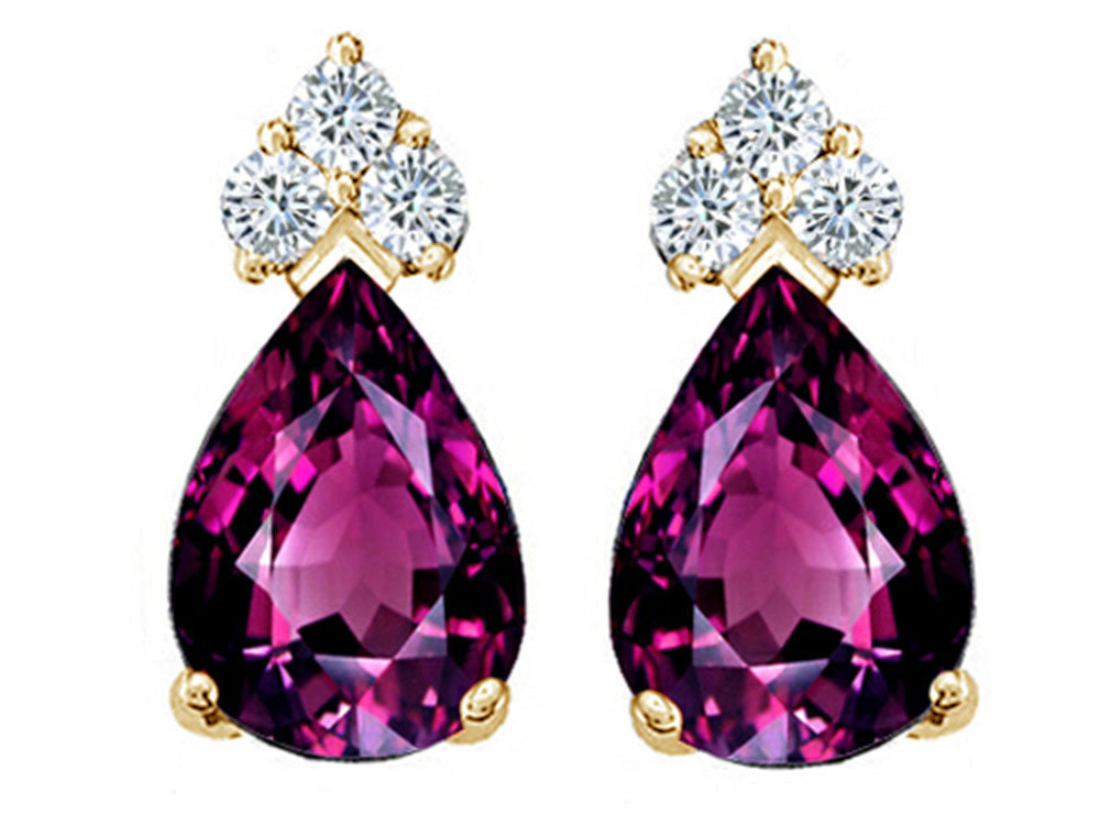 Tommaso Design™ Pear Shape 8x6mm Genuine Rhodolite Earrings