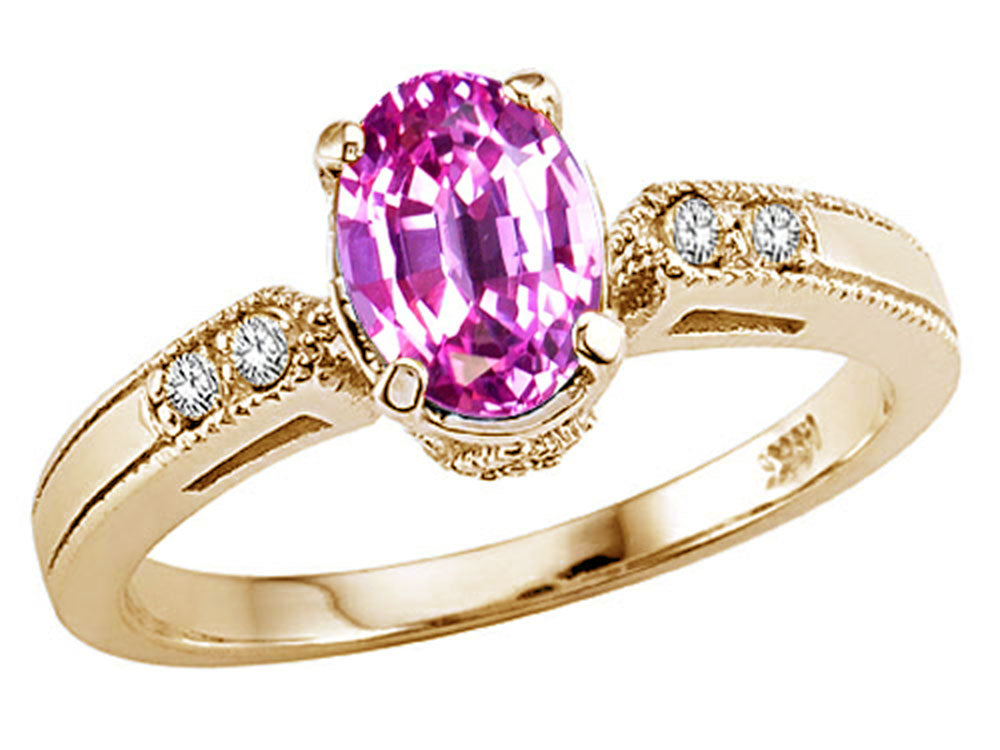 Tommaso Design Oval 7x5 mm Created Pink Sapphire Ring