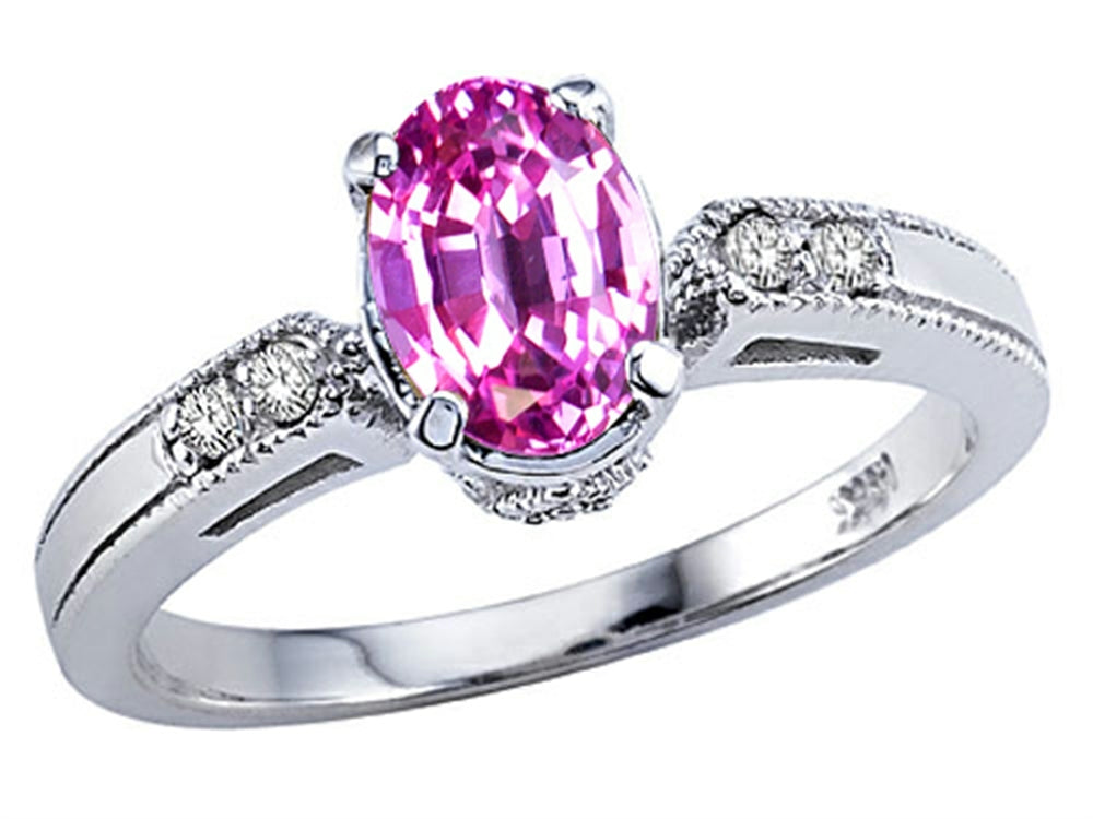 Tommaso Design Oval 7x5 mm Created Pink Sapphire Ring