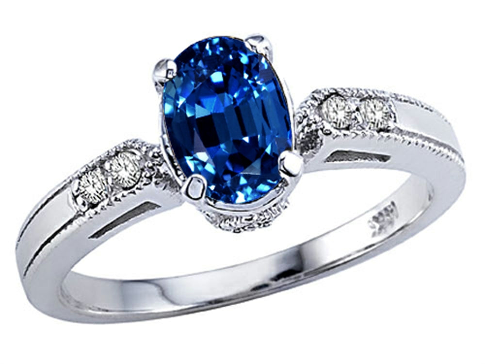 Tommaso Design Oval 7x5mm Created Blue Sapphire Ring