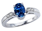 Tommaso Design Oval 7x5mm Created Blue Sapphire Ring
