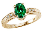 Tommaso Design Oval 7x5 mm Simulated Emerald Ring