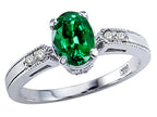 Tommaso Design Oval 7x5 mm Simulated Emerald Ring