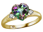 Tommaso Design Heart Shape 8mm Mystic Rainbow Topaz Ring