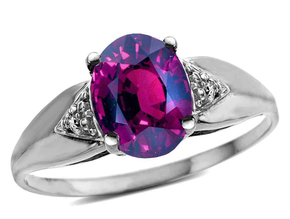 Tommaso Design Oval 9x7 mm Genuine Rhodolite Ring