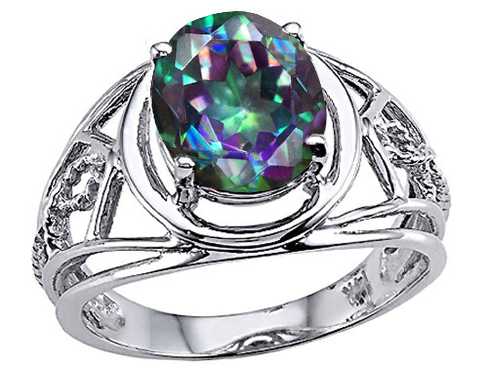 Tommaso Design Oval 10x8 mm Mystic Rainbow Topaz Ring