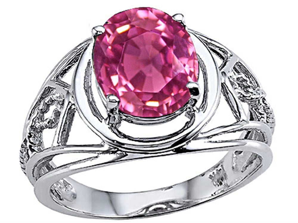 Tommaso Design Oval 10x8 mm Created Pink Sapphire Ring
