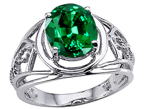 Tommaso Design™ Oval 10x8 mm Simulated Emerald Ring