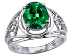 Tommaso Design™ Oval 10x8 mm Simulated Emerald Ring