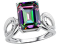 Tommaso Design Emerald Cut 10x8 mm Mystic Rainbow Topaz Ring